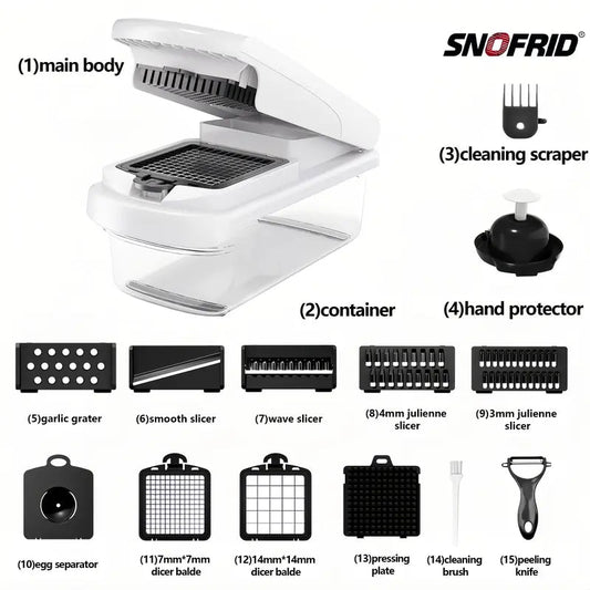 Snofrid Multifunction Vegetable Chopper, Kitchen Slicer, Dicer & Grater