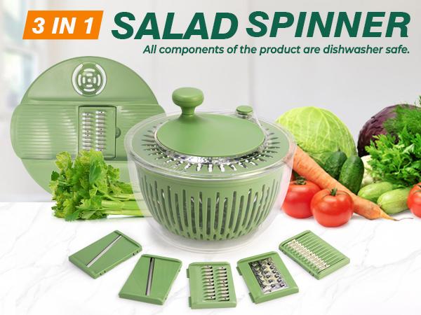 PUKOMC Large Salad Spinner, 5-in-1 Vegetable Dryer, Washer & Strainer