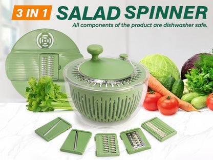 PUKOMC Large Salad Spinner, 5-in-1 Vegetable Dryer, Washer & Strainer