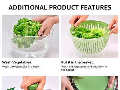 PUKOMC Large Salad Spinner, 5-in-1 Vegetable Dryer, Washer & Strainer