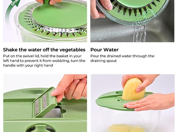 PUKOMC Large Salad Spinner, 5-in-1 Vegetable Dryer, Washer & Strainer
