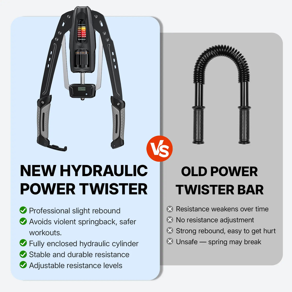 Hydraulic arm strength trainer with counter, resistance adjustable from 22 to 440 pounds.